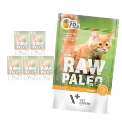 Vet Expert Raw Paleo Adult Turkey 6x100g Saszetka Karma Mokra z Indykiem Dla Kota