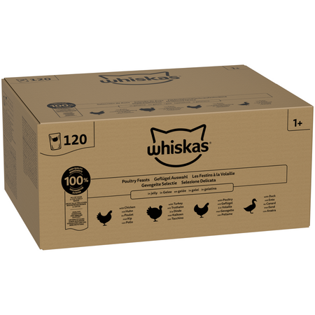 Whiskas Adult 160x85g Mokra Karma Dla Dorosłego Kota Drobiowa Uczta Drobiowe Frykasy w Galaretce
