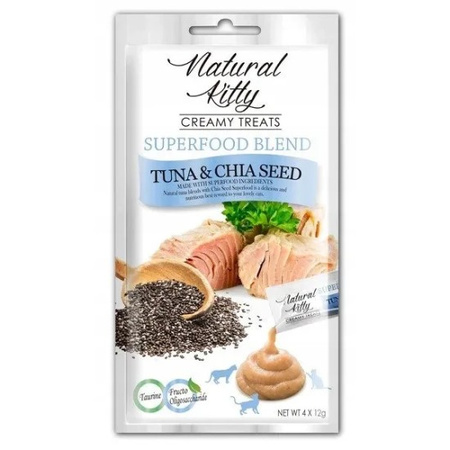 Cherie Natural Kitty Creamy Superfood Tuńczyk Nasiona Chia 48x12g Kremowy Przysmak Dla Kota