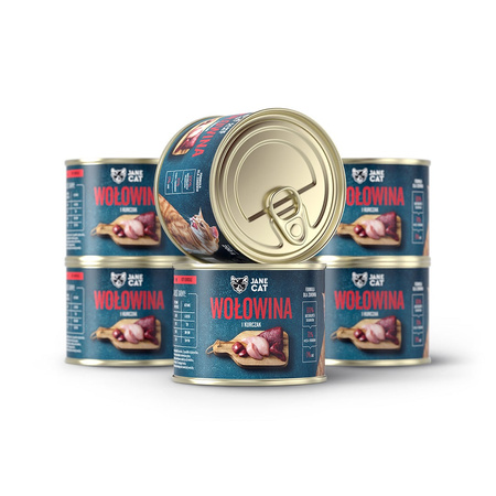 Jane Cat ADULT WOŁOWINA KURCZAK 6x 200g mokra karma dla kotów, bez zbóż