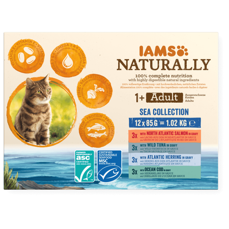 Iams Naturally Adult Sea Collection 48x85g Mokra Karma Dla Kota Rybne Smaki