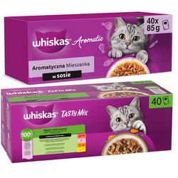 Whiskas Adult 80x85g Mokra Karma Dla Kota W Sosie Tasty Mix Wybór Szefa Kuchni + Aromatyczna Mieszanka