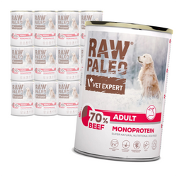 Vet Expert Raw Paleo Adult Monoprotein 12x400g Mokra Karma Dla Psa z Wołowiną