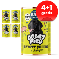 Dobry Pies Mono 5x400g Mokra Karma Dla Psów Z Alergią I Nietolerancją Pokarmową Wieprzowina Z Kolagenem 4+1 GRATIS