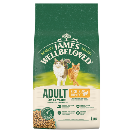 James Wellbeloved Adult 1,5kg Sucha Karma Pełnoporcjowa Dla Dorosłych Kotów Bogata W Indyka