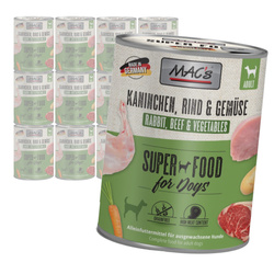 MAC's Dog 12x800g Bezzbożowa Mokra Karma Dla Psa z Królikiem Wołowiną i Warzywami