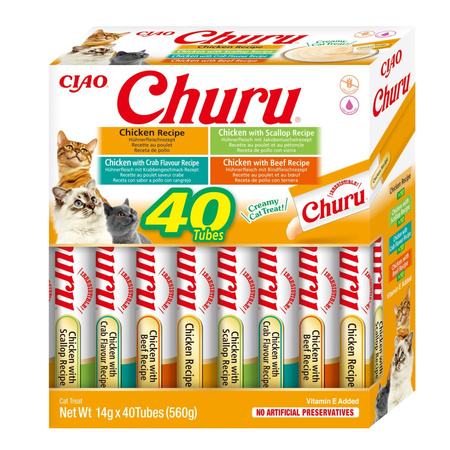 Inaba Cat Churu 40x14g (560g) Kremowy Przysmak Dla Kota Pasta Mix Z Kurczakiem