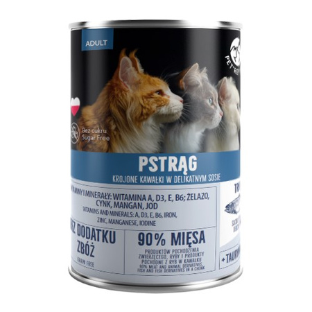 PetRepublic Bezzbożowa Mokra Karma Dla Kota 24x400g Kawałki W Sosie Z Pstrągiem