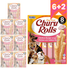 Inaba Dog Churu Rolls Wraps 8x96g Przysmak Dla Psa Kurczak z Łososiem 6+2 Gratis