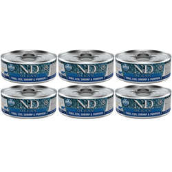 N&D Cat Ocean Tuna Cod Shrimp & Pumpkin 6x70g Mokra Karma Dla Kota Tuńczyk Dorsz Krewetka I Dynia