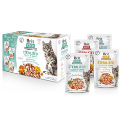 Brit Care Cat Fillets Sterilized Flavour Box 12x85g Mokra Karma Dla Kota z Indykiem Kaczką Królikiem i Łososiem w Sosie