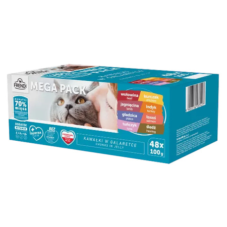 Frendi Mix Mięsno - Rybnych Smaków w Galaretce 48x100g Karma Mokra Dla Kota