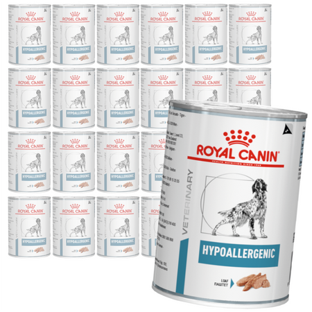 Royal Canin Veterinary VHN Dog Hypoallergenic 24x400g Mokra Karma Pasztet Dla Psów z Nietolerancją Pokarmową + GRATIS Przysmak 2x230g