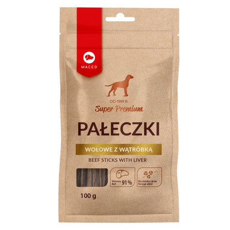 Maced Super Premium Przysmak Dla Psa Pałeczki Wołowe Z Wątróbką 100g