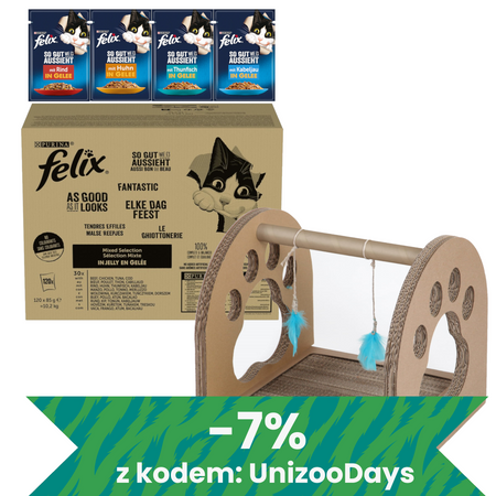 Felix Fantastic Karma Dla Kotów Wybór Smaków W Galaretce 10,2kg (120x85g) + Drapak GRATIS