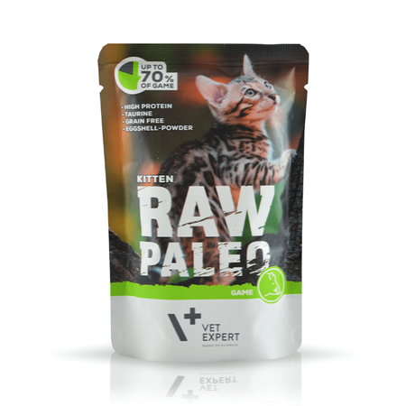 Vet Expert Raw Paleo Kitten Game 6x100g Saszetka Karma Mokra z Dziczyzną Dla Kociąt