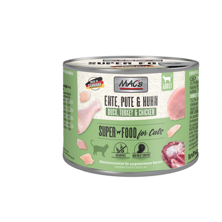 MAC's 24x200g Bezzbożowa Mokra Karma Dla Kota Kaczka Indyk Kurczak 