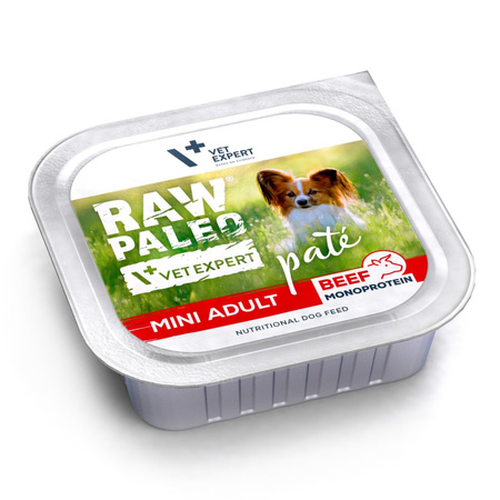 Raw Paleo Pate Mini Adult Beef Tacka 6x150g Mokra Karma Dla Psów Małych Ras z Wołowiną