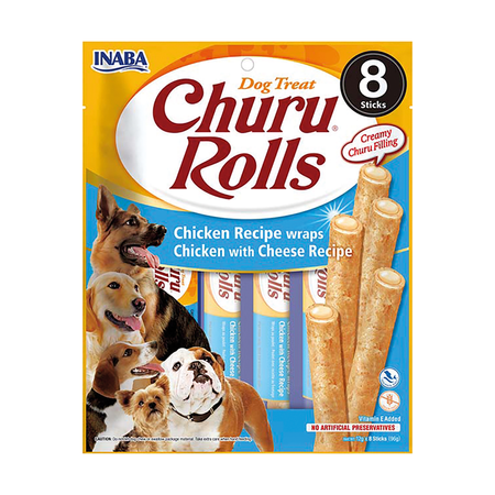 Inaba Dog Churu Rolls Wraps 8x96g Przysmak dla Psa Kurczak z Serem