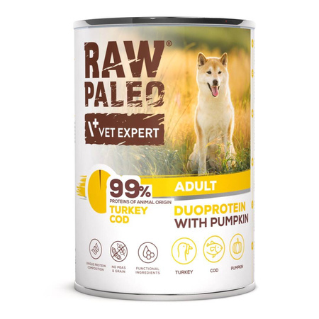 Raw Paleo Adult Duoprotein Mix Smaków 12x400g​ Mokra Karma Dla Psa