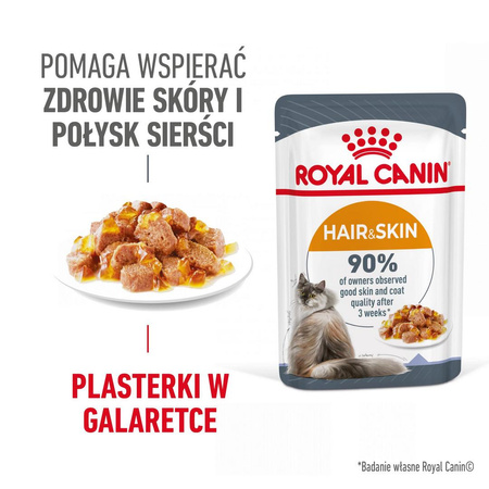 Royal Canin Hair & Skin 12x85g Mokra Karma Dla Kotów Dorosłych w Galaretce Zdrowa Skóra Piękna Sierść