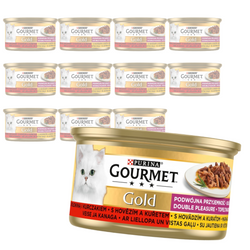 POLECANY SKLEP ✰ Purina Gourmet Gold Karma Dla Kotów Podwójna Przyjemność Wołowina I Kurczak 12x85g ✰ SZYBKA DOSTAWA