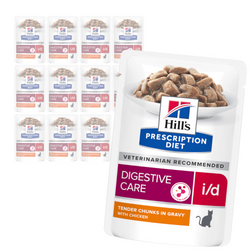 Hill's Prescription Diet i/d Digestive Care 12x85g Mokra Karma W Sosie Z Kurczakiem Dla Kota Wsparcie Układu Pokarmowego