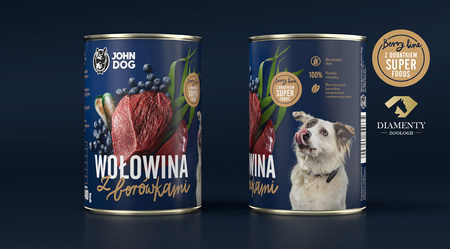 John Dog Berry Line Wołowina Z Borówkami 12x400g Mokra Karma Dla Dorosłych Psów