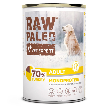 Vet Expert Raw Paleo Adult Monoprotein 12x400g Mokra Karma Dla Psa z Indykiem