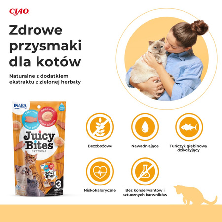 Inaba Juicy Bites 3x11,3g (33,9g) Wilgotny Przysmak Dla Kota Ciasteczka Z Rybą I Małżami