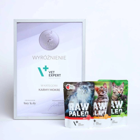 Vet Expert Raw Paleo Sterilised Beef 100g Saszetka Karma Mokra z Wołowiną Dla Kotów Sterylizowanych