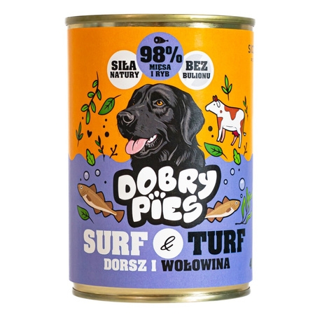 Dobry Pies Surf & Turf 6x400g Mokra Karma Dla Dorosłych Psów Mix 4 Smaków