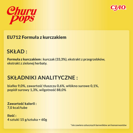 Inaba Cat Churu Pops 4x15g (60g) Kremowy Przysmak Dla Kota Galaretka Z Kurczakiem