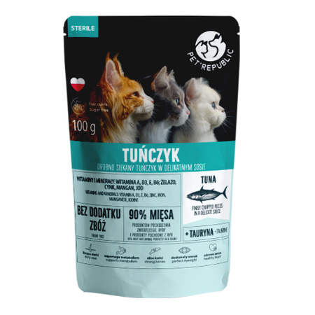 Petrepublic Mokra Karma Dla Kota Filet Z Tuńczyka 24x100g Kawałki W Sosie Dla Kotów Sterylizowanych