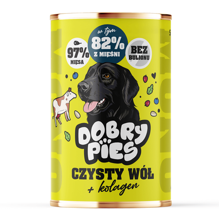 Dobry Pies Mono 5x400g Mokra Karma Dla Psów Z Alergią I Nietolerancją Pokarmową Wołowina Z Kolagenem 4+1 GRATIS