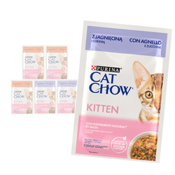 Purina Cat Chow Kitten 6x85g Mokra Karma Dla Kociąt z Jagnięciną w Sosie i Indykiem w Galaretce