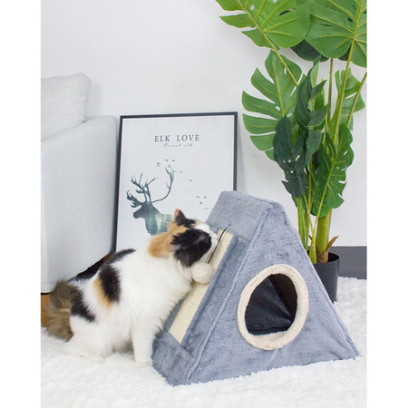 Drapak Domek Dla Kota Rozkładany Namiot Szary 40cm