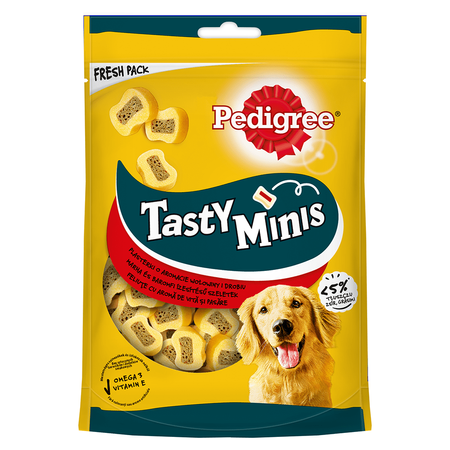 Pedigree Tasty Minis 155g o Smaku Wołowiny i Drobiu -  Przysmak dla psa, 4 sztuki w cenie 3