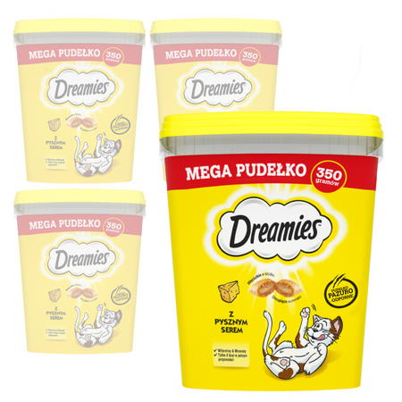 Dreamies Mega Pudełko Przysmak Dla Kota Chrupiące Paszteciki Z Nadzieniem Z Serem 4x350g