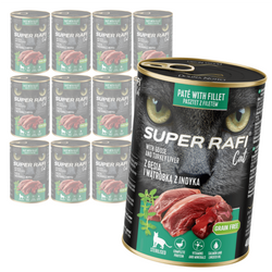 Super Rafi Cat 12x400g Bezzbożowa Mokra Karma Dla Kotów Sterylizowanych Z Gęsią I Wątróbką Z Indyka