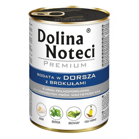 Dolina Noteci Premium Mokra Karma Dla Psa Bogata W Dorsza Z Brokułami 12x400g