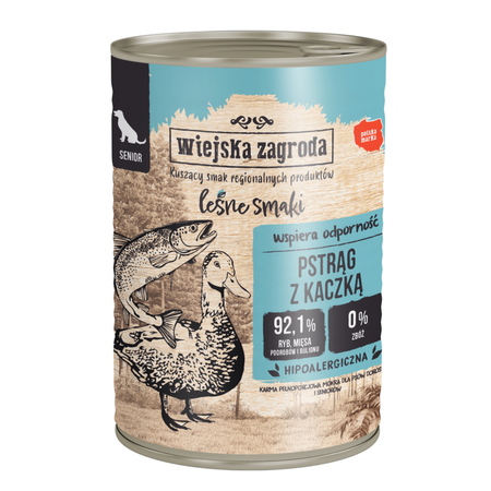 Wiejska Zagroda Leśne Smaki Karma Mokra Dla Starszego Psa Pstrąg Z Kaczką 6x400g
