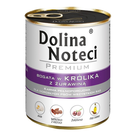 Dolina Noteci PREMIUM bogata w królika z żurawiną puszka 800 g Mokra karma dla psa