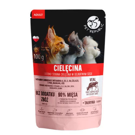 Mokra Karma Dla Kota PetRepublic Fileciki Z Cielęciną Saszetka 6x100g