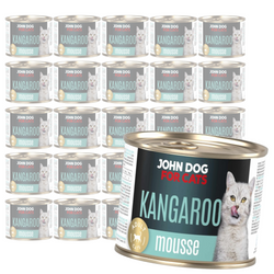 John Dog For Cats 24x200g Mokra Karma Dla Dorosłych Kotów Z Kangurem Mus