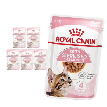Royal Canin FHN Kitten Sterilised W Sosie 6x85g Karma Mokra Dla Kociąt Sterylizowanych Do 12 Miesiąca Życia