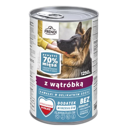 Frendi Kawałki z Wątróbką w Sosie  20x1250g Mokra Karma Dla Dorosłych Psów Wszystkich Ras