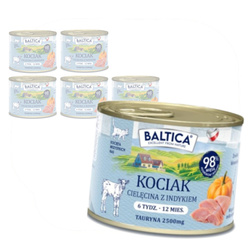 Baltica Smaki Regionów Cielęcina z Indykiem 6x185g Bezzbożowa Mokra Karma Dla Kociąt