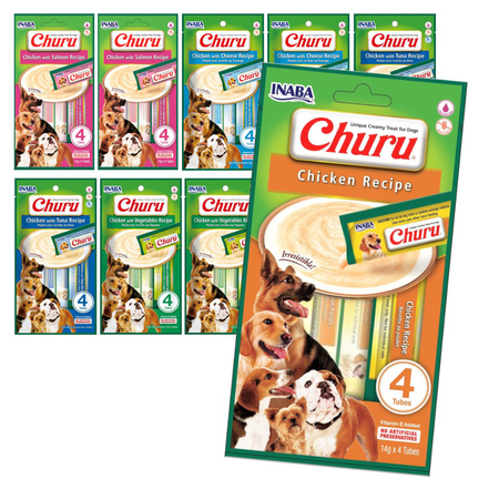 Inaba Dog Churu Mix Smaków 40x14g Przysmak Pasta Dla Psa z Kurczakiem Łososiem Tuńczykiem