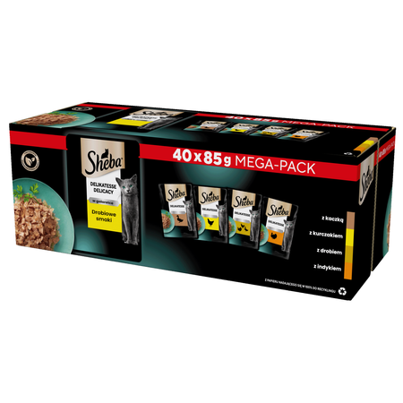 Sheba Delicacy Drobiowe Smaki Saszetki 80x85g Mokra Karma Pełnoporcjowa Dla Kota W Galaretce